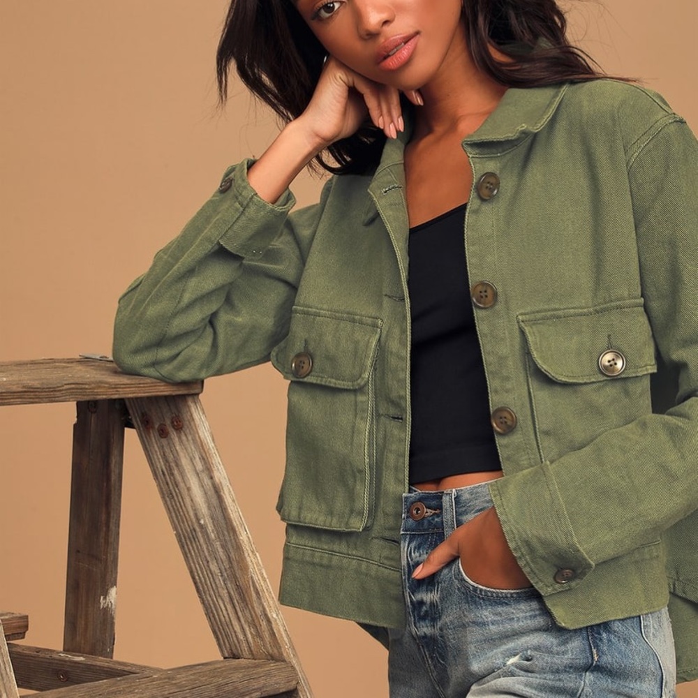 Love of a Lifetime Olive Green Utility Jacket NEW
